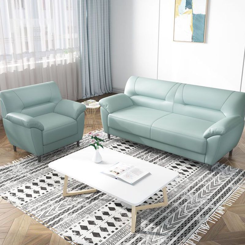 Polish Finish Sofa Pure Color Pillow Top Arm Sofa For Bonus Room
