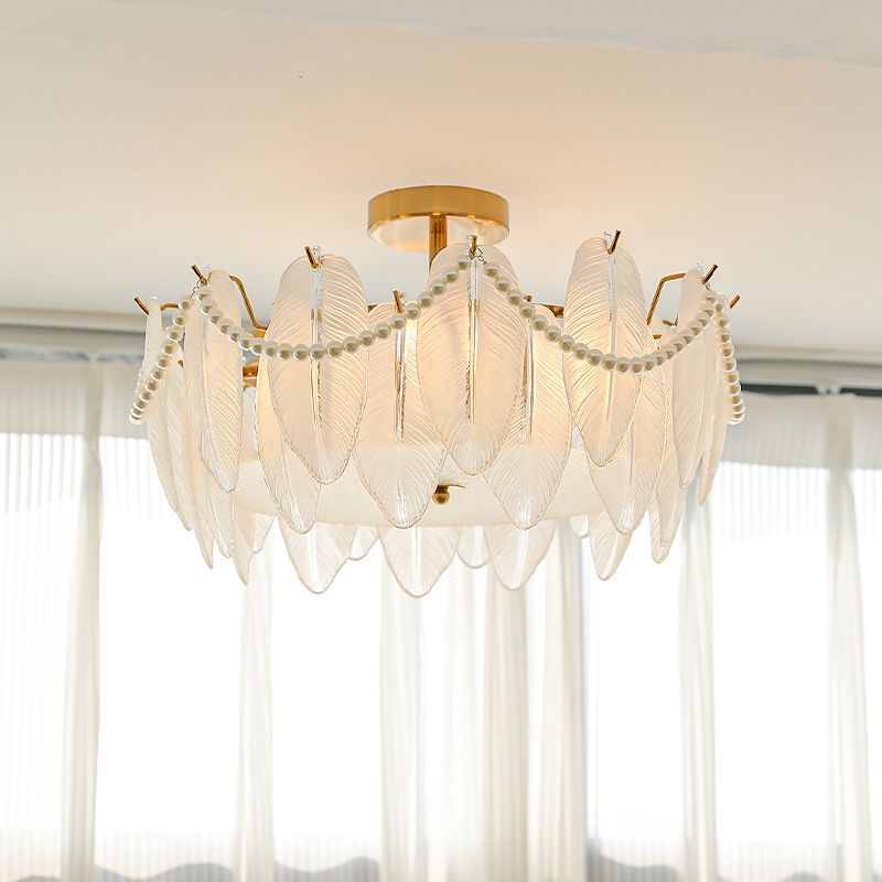 Semi Flush Mount Light Modern Glass Semi Mount Lighting for Bedroom
