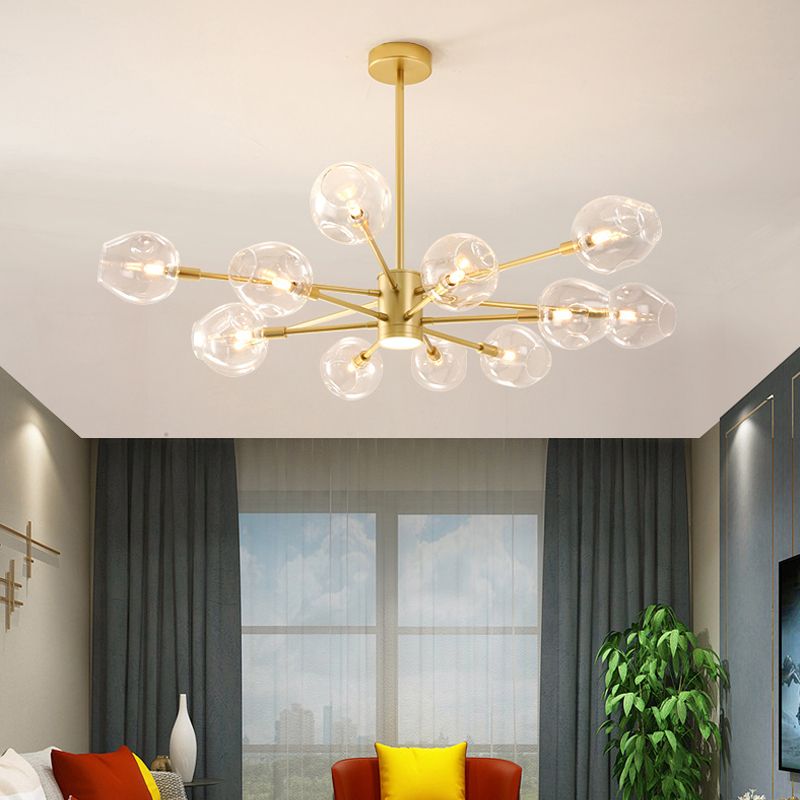 Goud moderne stijl kroonluchter licht sputnik ontwerpglas hanglampje voor slaapkamer