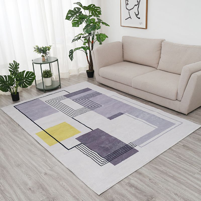 Stylish Geometric Pattern Area Rug Modern Polyester Rug Anti-Slip Easy Care Rug for Living Room