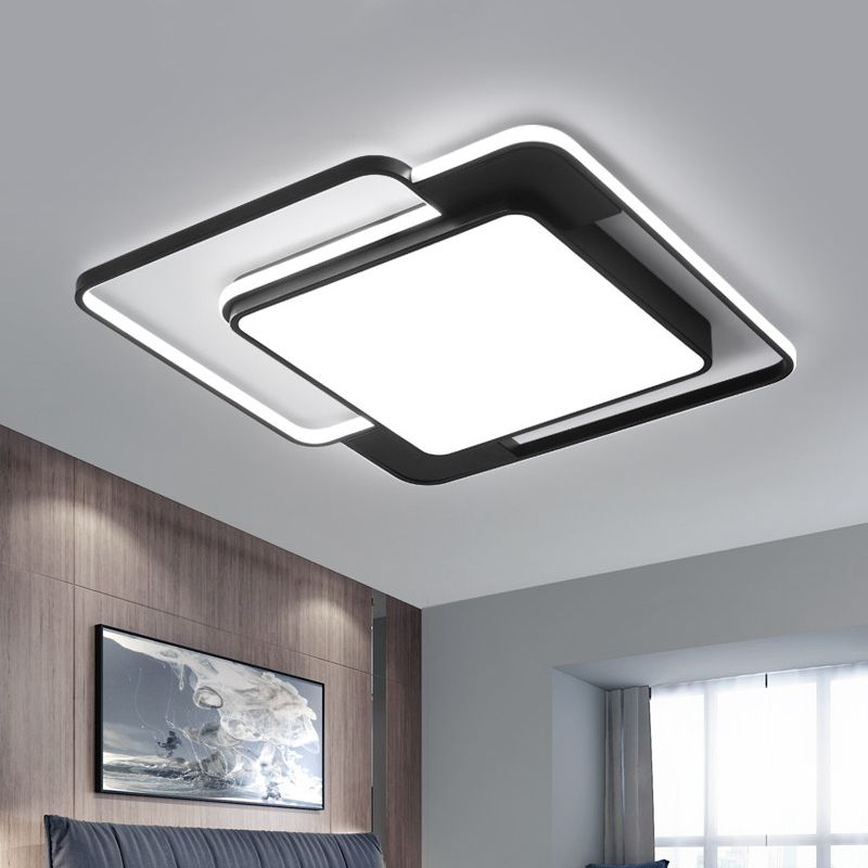 Geometry Flush Light Fixture Modernism Metallic LED Black Flush Mount Lamp, 16.5"/20.5"/24.5" Width