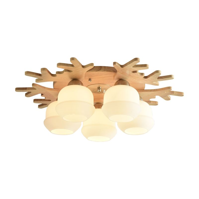 Antler Shape Flush Light Modern Style Glass 1/3/5/7 Lights Flush Ceiling Light in White