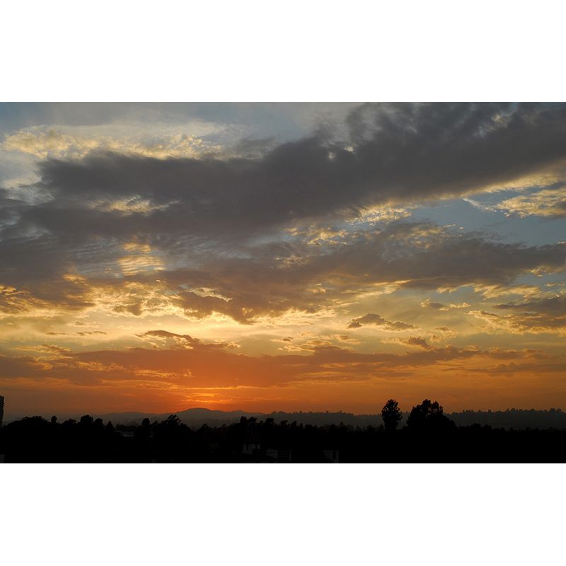 Stunning Sunset Glow Mural Wallpaper Living Room Scenery Wall Decor, Custom-Print