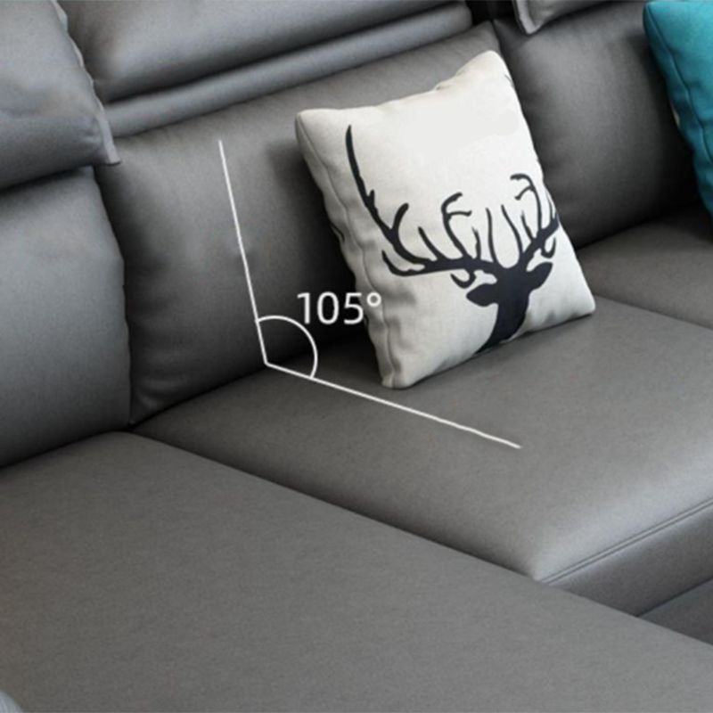 Modern Style Sofa Bed Solid Wood Frame Imitation Leather Built-in Armrest Sofa
