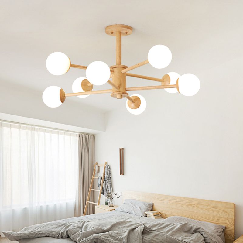 Beige Chandelier Light Fixtures Modern Multi-Head Hanging Pendant Lamps for Living Room