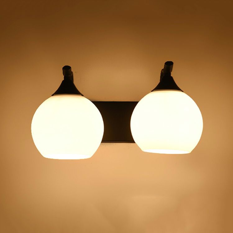 White Glass Dome Wall Lighting Fixture Modern Style Wall Light for Hallway