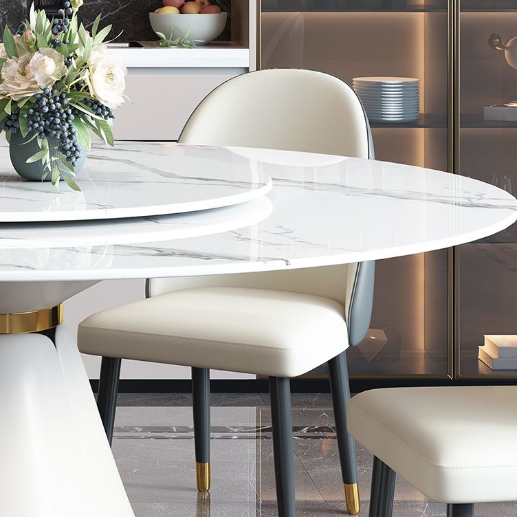Traditional Luxury Round Dining Table Pedestal Dining Room Collection with Turntable