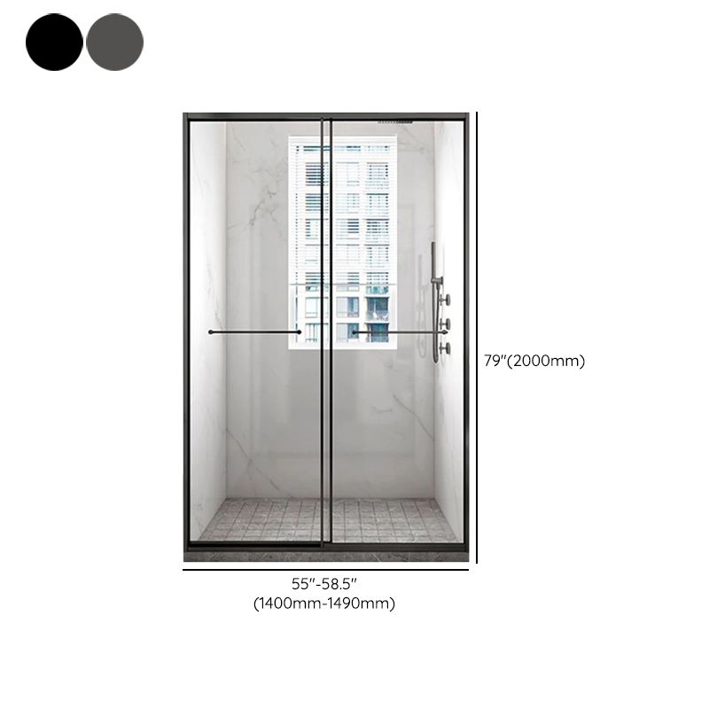 Tempered Shower Bath Door Transparent Metal Framed Sliding Shower Door