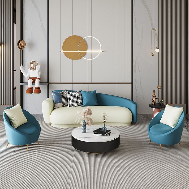 Fabric Sofa in Blue With Tight Back for Living Room,Apartment