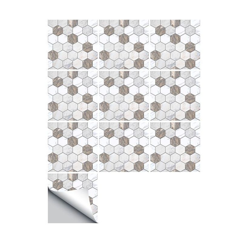 Grey Honeycomb Peel Wallpaper Panels Temporary Modern Style Kitchen Wall Decor, 50 Pcs