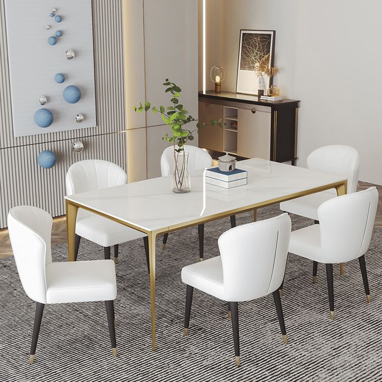 Mesa de comedor de piedra sinterizada Estilo de lujo 4 patas Mesa de rectángulo base para comedor