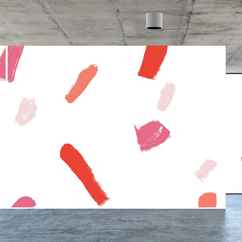 Modern Abstract Wall Mural Non-Woven Stain Resistant Light Pink Wall Art for Living Room