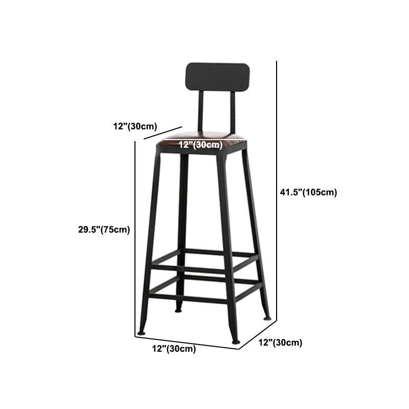 Industrial Bar Stool Wooden Counter Bar Stool with Metal Legs for Home
