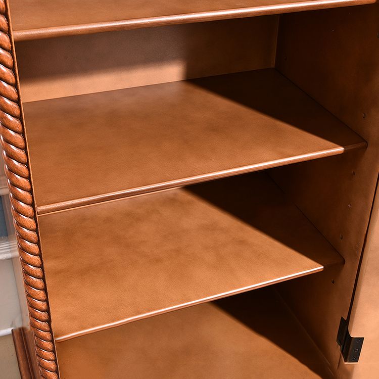 Traditional Birch Wood Cabinet with Mirror Matte Finish Wardrobe for Home