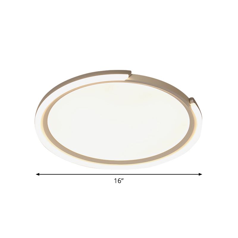 16"/19.5"/23.5" W Simple LED Flushmount White Round Close to Ceiling Lamp with Metallic Shade in Warm/White Light