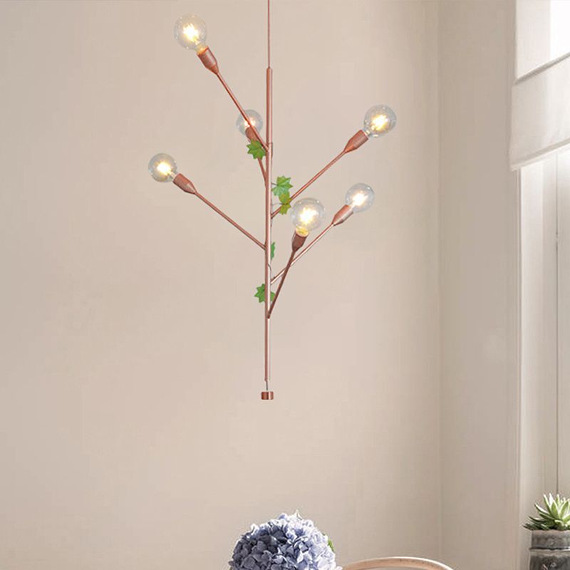 Lámpara de colgante de rama Metal moderno 3/6 luces de oro/rosa Gold Grupante para comedor para comedor
