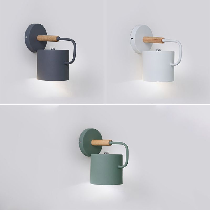 Illuminazione a parete a forma di cilindro in stile moderno in metallo 1 lampada montata a parete per la testa