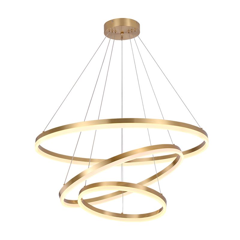 Fissaggi del lampadario a più luci di illuminazione anello moderno lampada appesa con ombra acrilica bianca