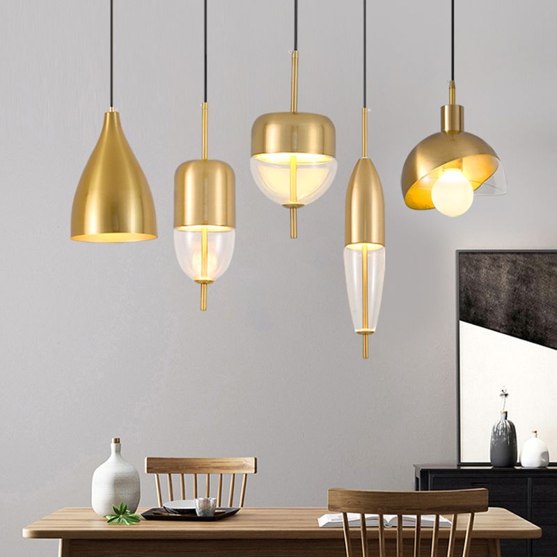 Schattiertes Metallhängern Beleuchtungsbestand zeitgenössischer Stil Gold Hanging Light Kit
