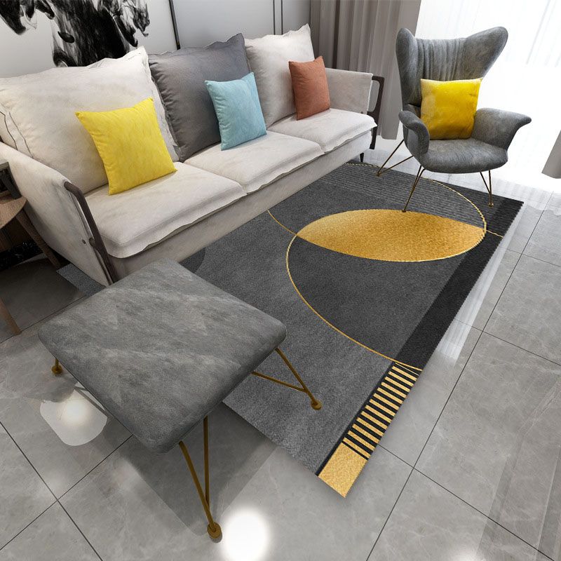 Dark Grey Striped Carpet Polyester Simplicity Carpet Washable Carpet for Home Decoration