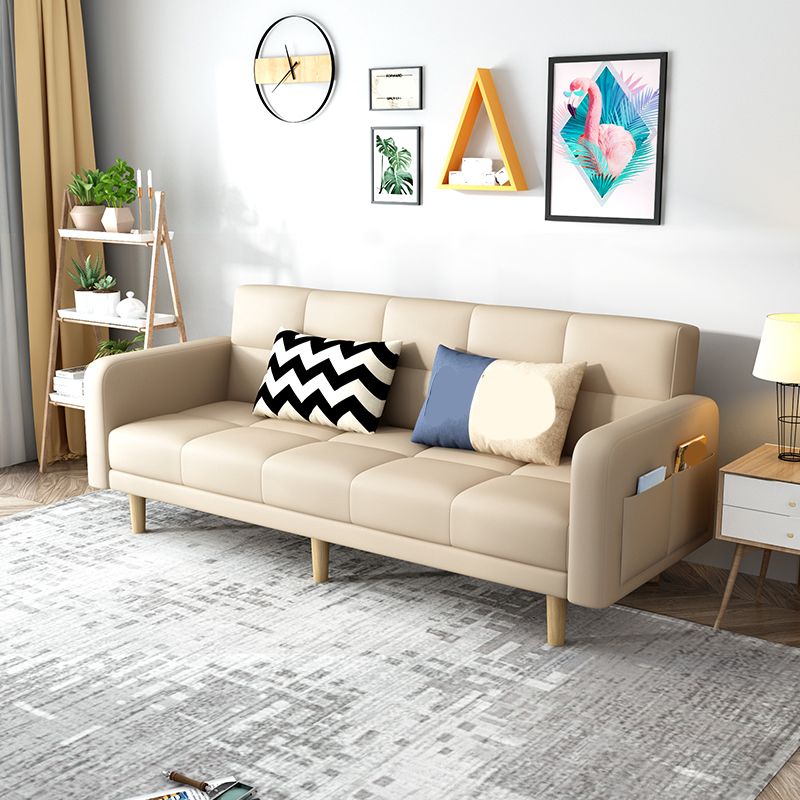 Beige hedendaagse koekje back sofa 25.6 "hoge vierkante armbank