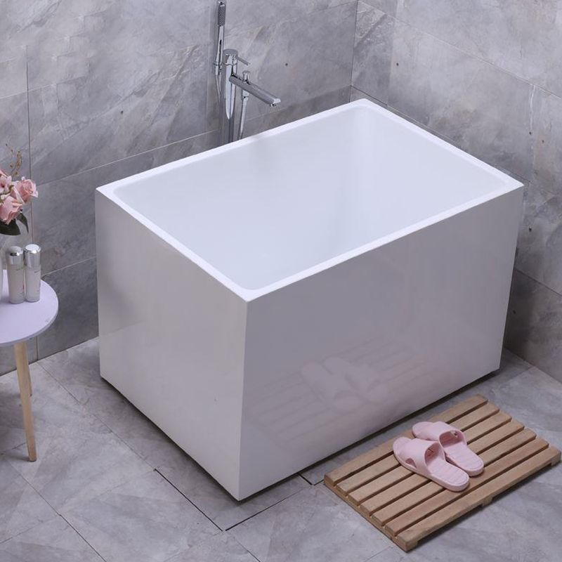 White Modern Bathtub Freestanding Acrylic Soaking Rectangular Bath