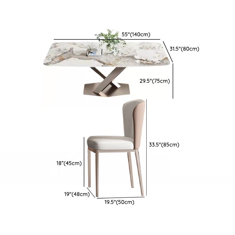 Glam Dinette Set for Dining Room 1/2/5/7 Pcs Glossy White Dining Table Set