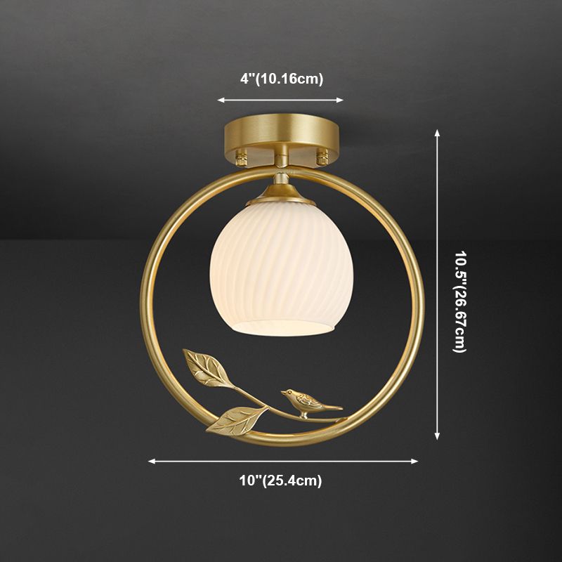 Contemporary Globe Flush Light Fixture Glass Flush Mount Lamps in Gold