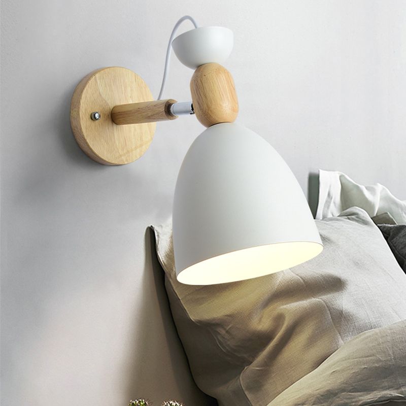 1-Light Wall Sconce Modern Macaron Style Metal Wall Lighting for Bedside