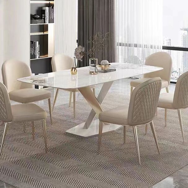 Luxury Sintered Stone Top Dining Set Rectangle 1/4/5/7 Pieces Dining Table with Chairs