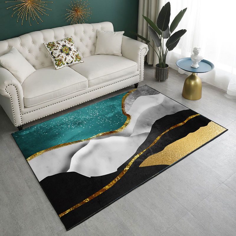 Alfombra de poliéster de alfombra de verde contemporánea verde oscuro para la alfombra lavable para la decoración del hogar