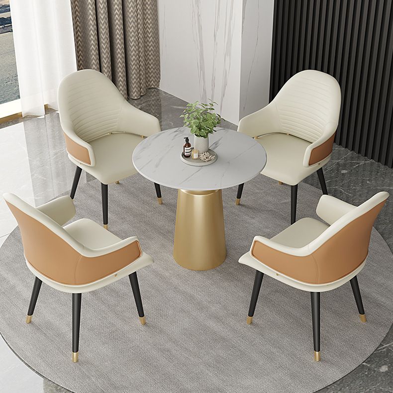 Glam Sintered Stone Dining Table Set Round 1/5 Pieces Dining Set for Home Use