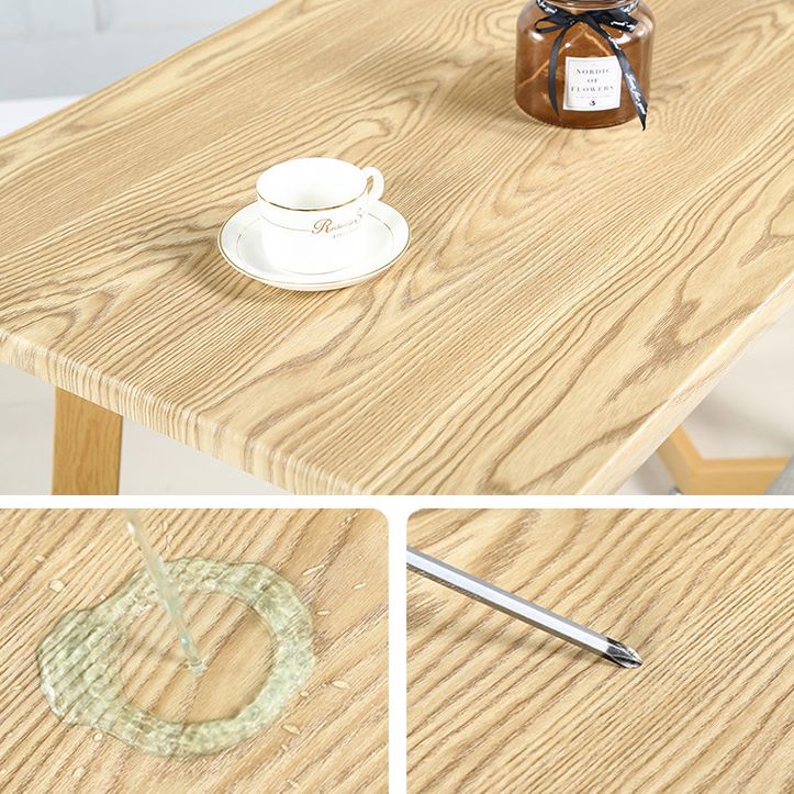 Simple Home Wood Dining Table Rectangle Shape Dining Table with Wood Pedestal Base