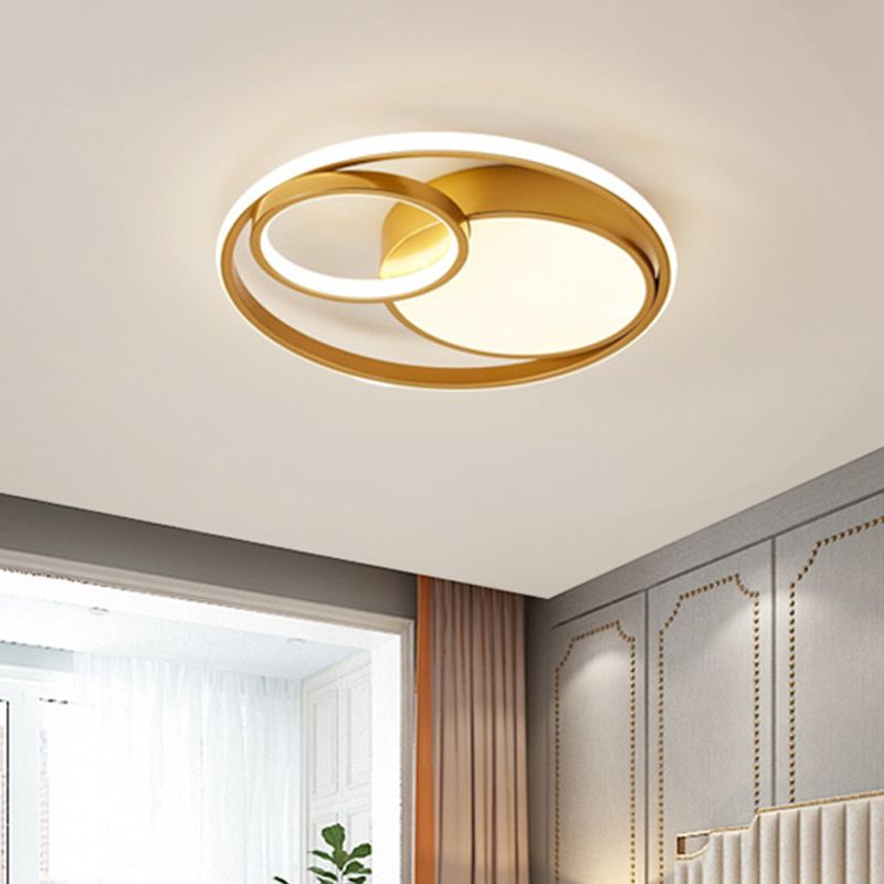Lampe circulaire encastrée Simple en acrylique, plafonnier LED noir/blanc/or pour dortoir, lumière blanche/3 couleurs