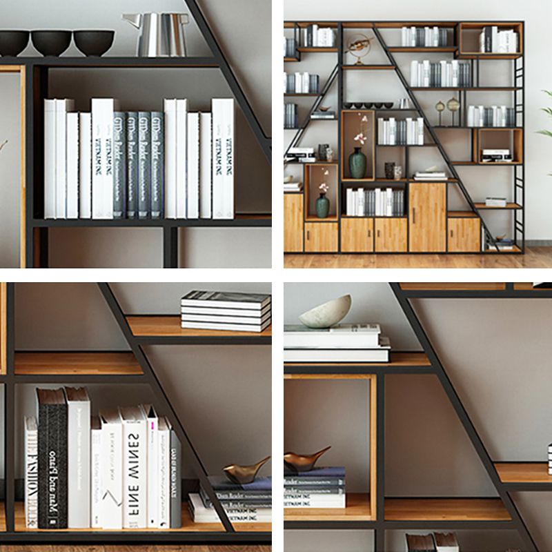 Open Back Bookshelf Industrial Style Bookcase for Home Office