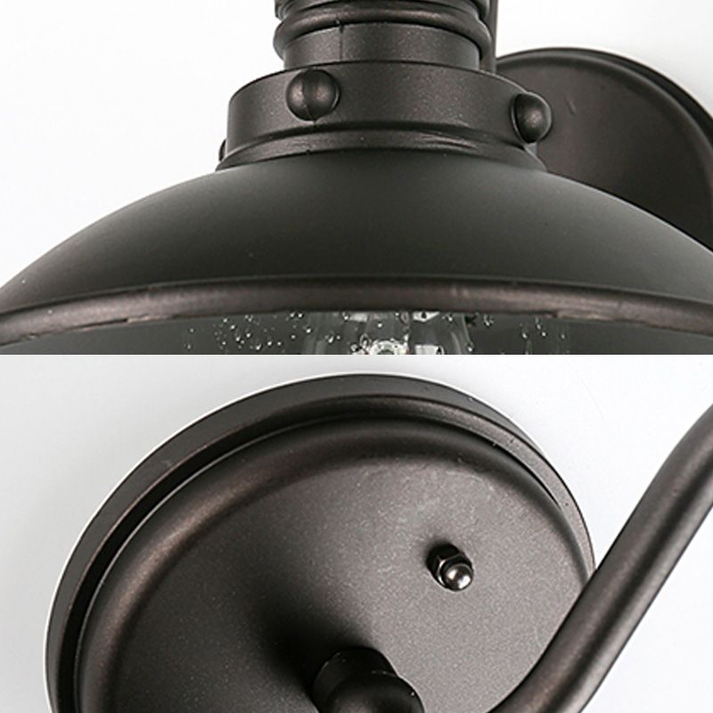 One Lampen Wandleuchten Beleuchtungskegel/ausgestatteter Schatten sprudelt/Opalglas Industrialeingang Leuchte in Schwarz