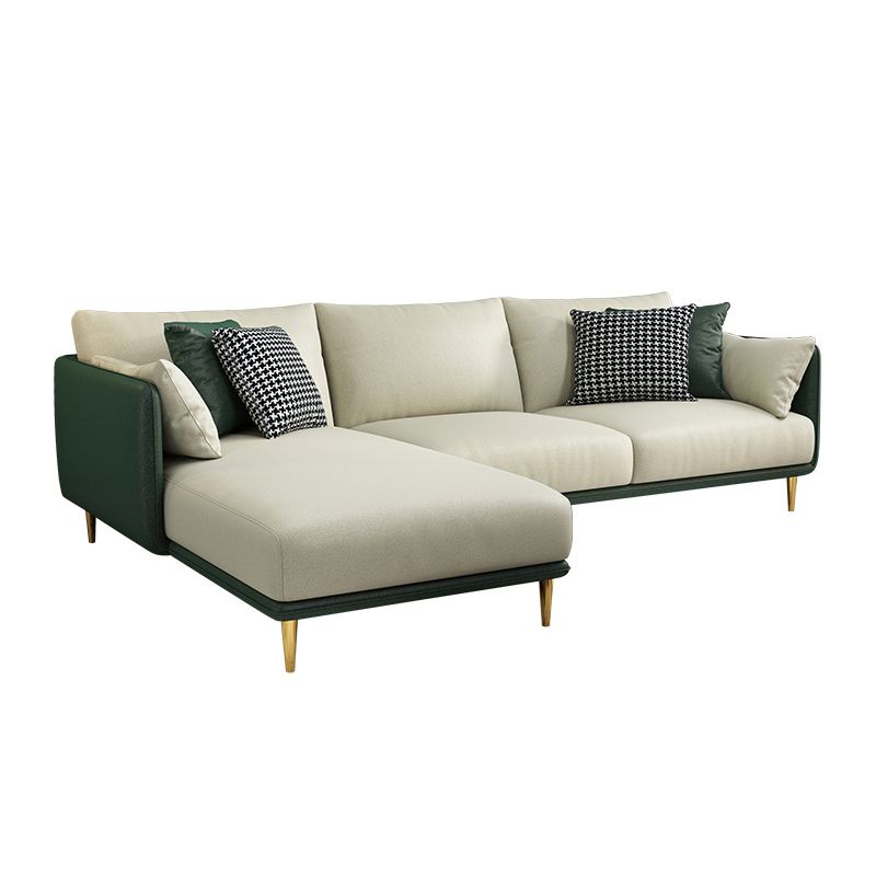 Glam Style 34.25 " H Faux Leather Square Arm Sofa & Chaise for Living Room