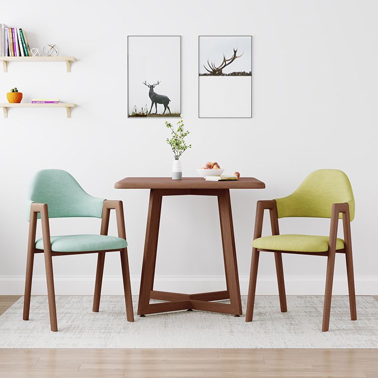Contemporary Brown Kitchen Dining Arm Chair Wood Opening Back Dining Arm Chair