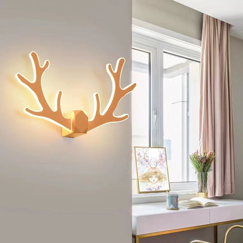 2-Light Antler Sconce Modern Metal Sconce Light Fixture for Bedroom