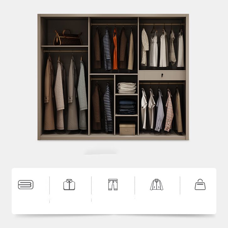 Contemporary Style Wardrobe Wooden Bedroom Wardrobe Closet with Clothes Rail