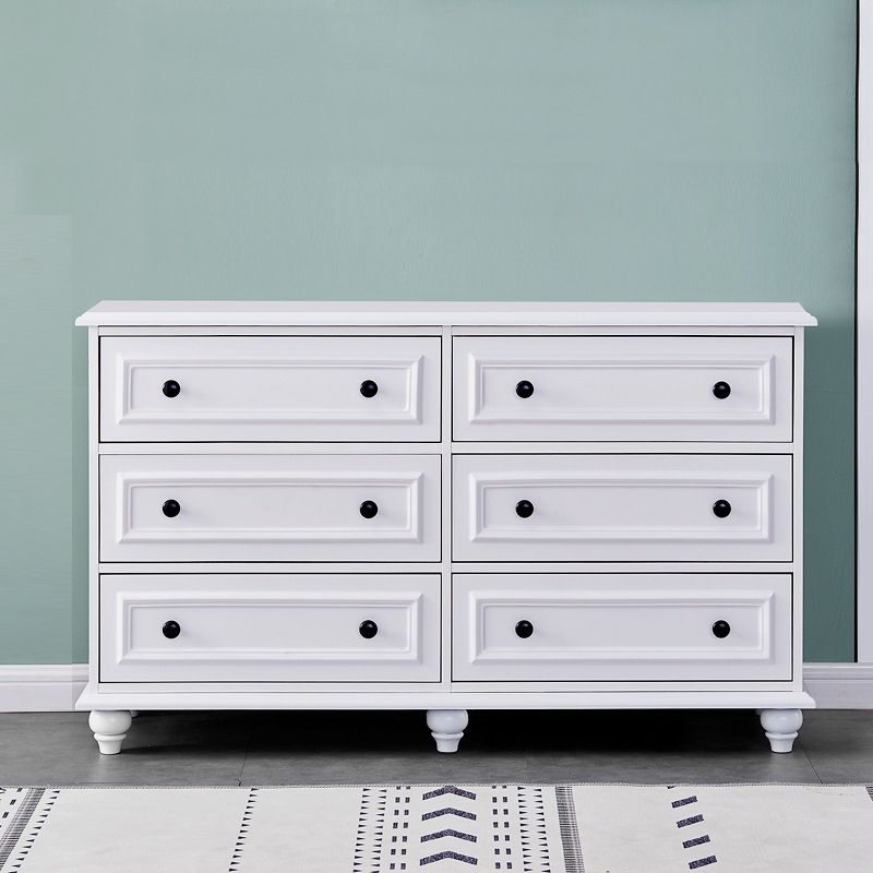 Contemporary Engineered Wood Storage Chest Home Chest in White with Drawers