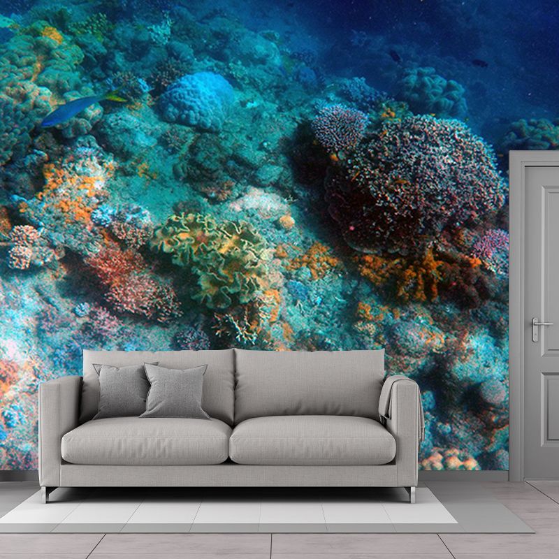 Tropical Seabed Mural Wall Covering Decorative Mildew Resistant for Living Room