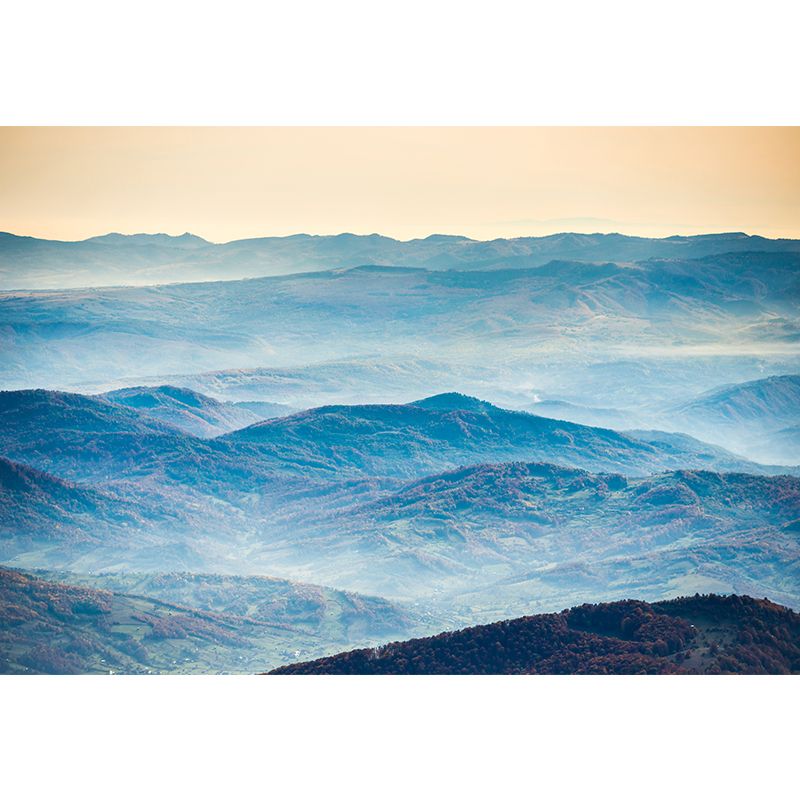 Contemporary Mountains View Wall Mural Soft Color Stain-Proof Wall Art for Guest Room