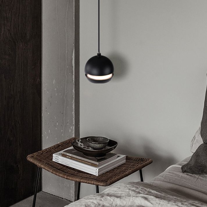 Acrylschwarze LED Hängende Lampe im modernen minimalistischen Stil Frosted Aluminium Globe Anhänger Licht