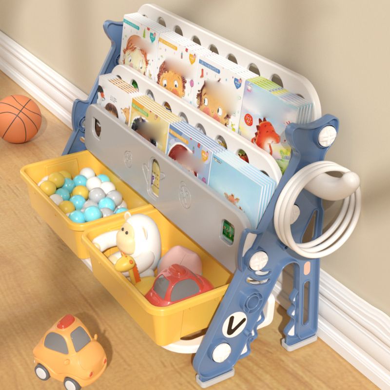 Contemporary Plastic Bookshelf Open Back Bookcase with Animals Theme