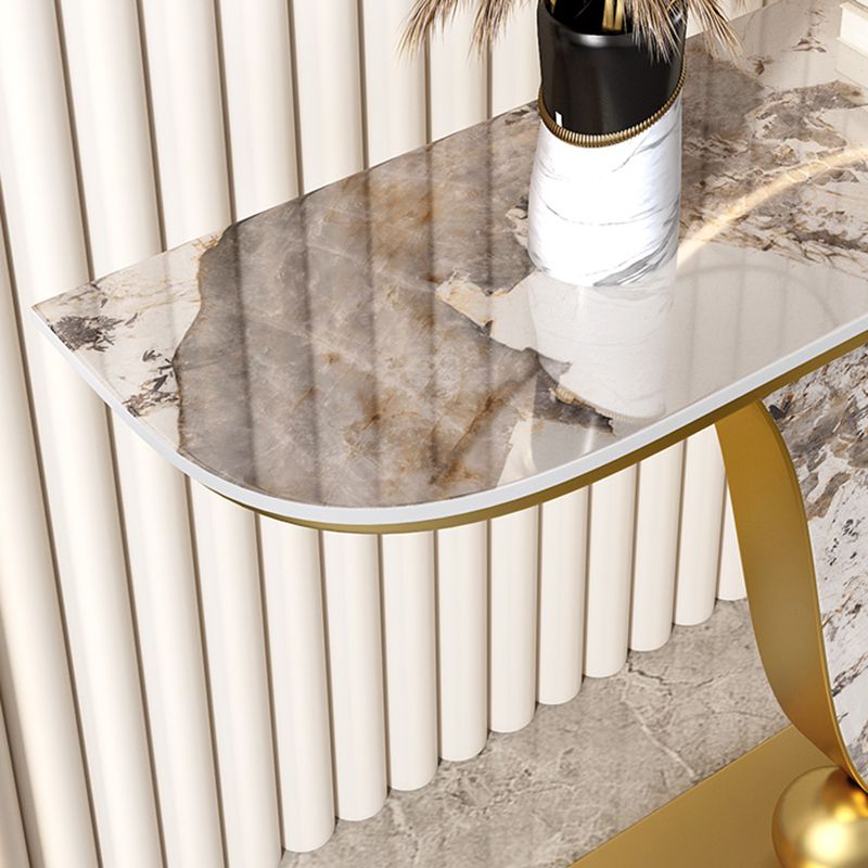 Glam Slate Half Moon Console Table Stain Resistant Scratch Resistant Sofa Table