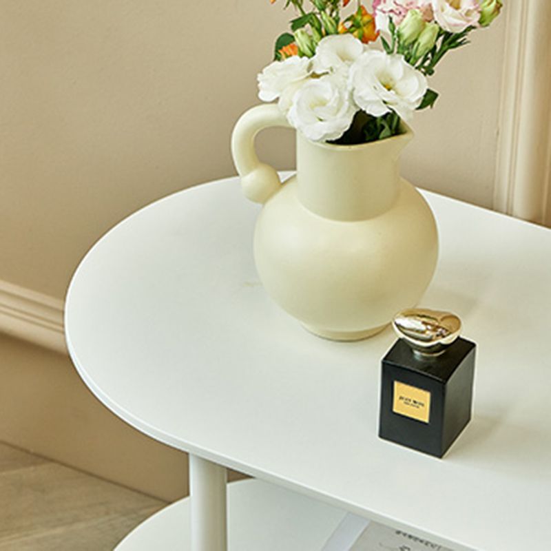 Wood Oval End Table with 4 Legs Base Storage Living Room Corner Table