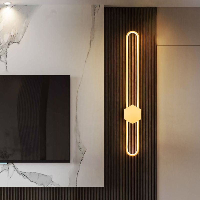 Metal Oval Shape Wall Light Modern Style 1 Light Wall Mount Fixture