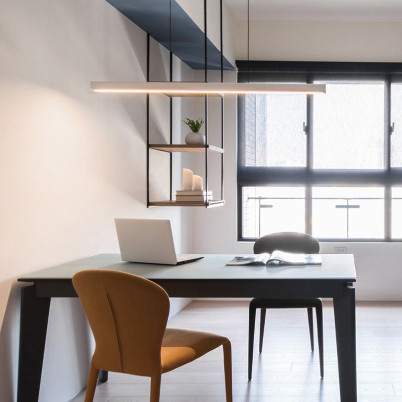 Candelier de techo LED moderno comedor nórdico Luz colgante lineal larga