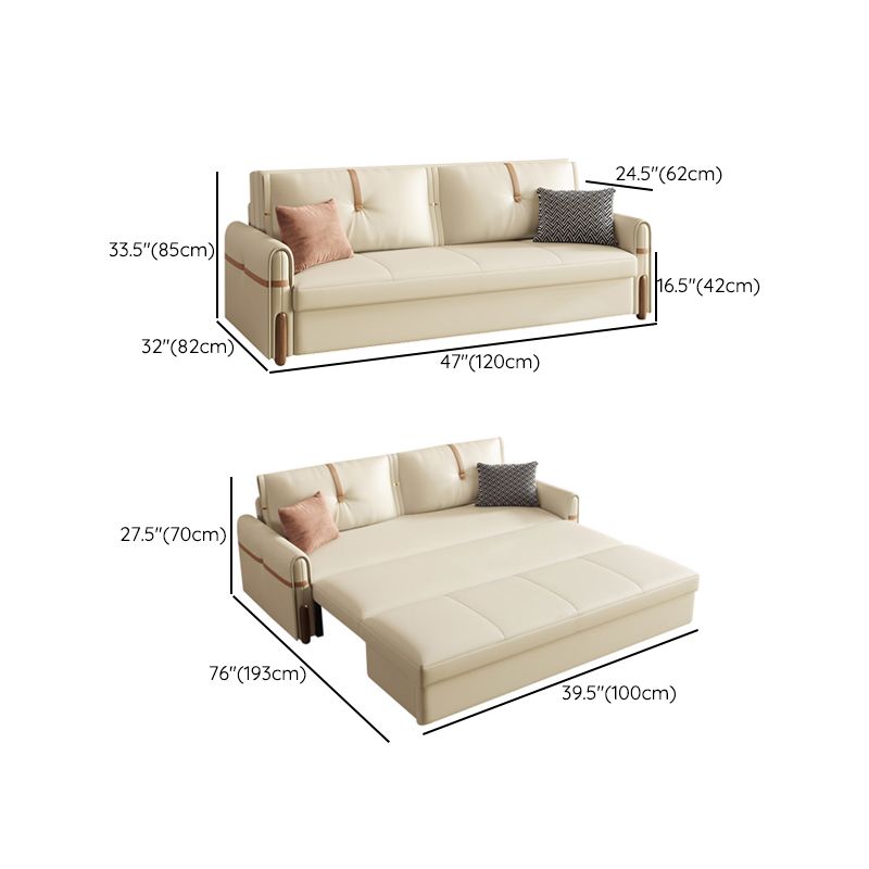 32" Wide Glam Sleeper Sofa Leather Pillow Included Sleeper Sofa